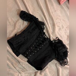 [DONATED] Sexy Black Lace off the shoulder corset